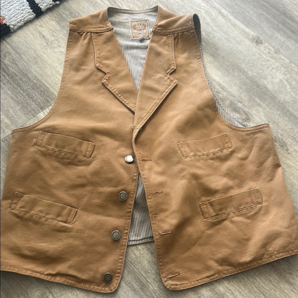 Vintage Tan Button-Up Vest